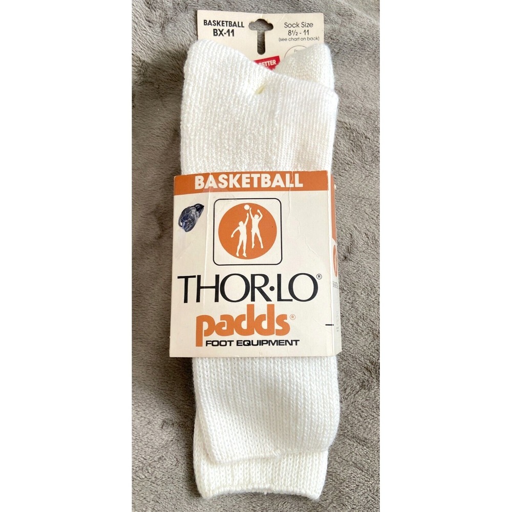 VTG Thorlo Basketball Socks UNISEX White BX-11 Mid Crew NEW USA Sport sz 8.5-11